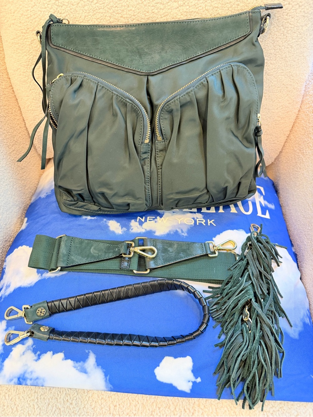 MZ Wallace Thompson Forest Nylon & Suede Crossbody Bag